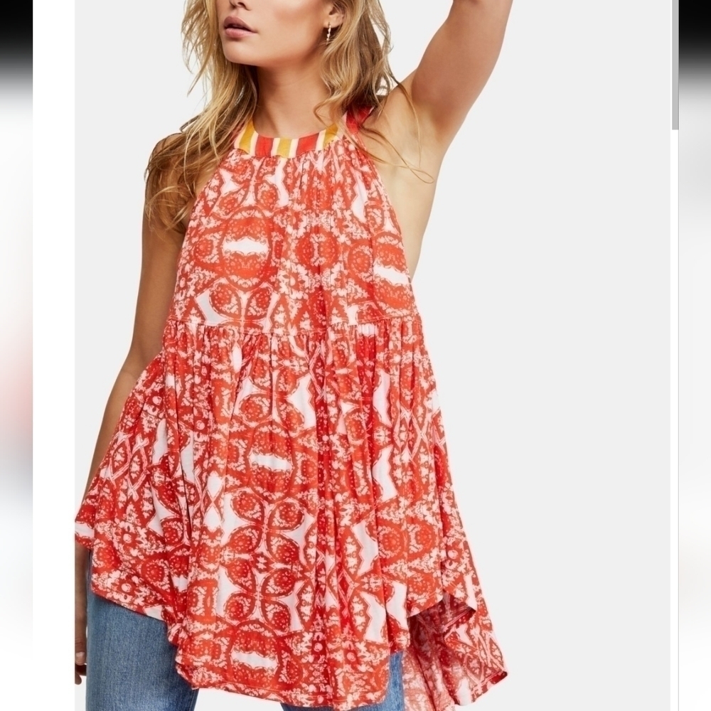 NWT Free People Ikat Halter Tunic Top Size Small